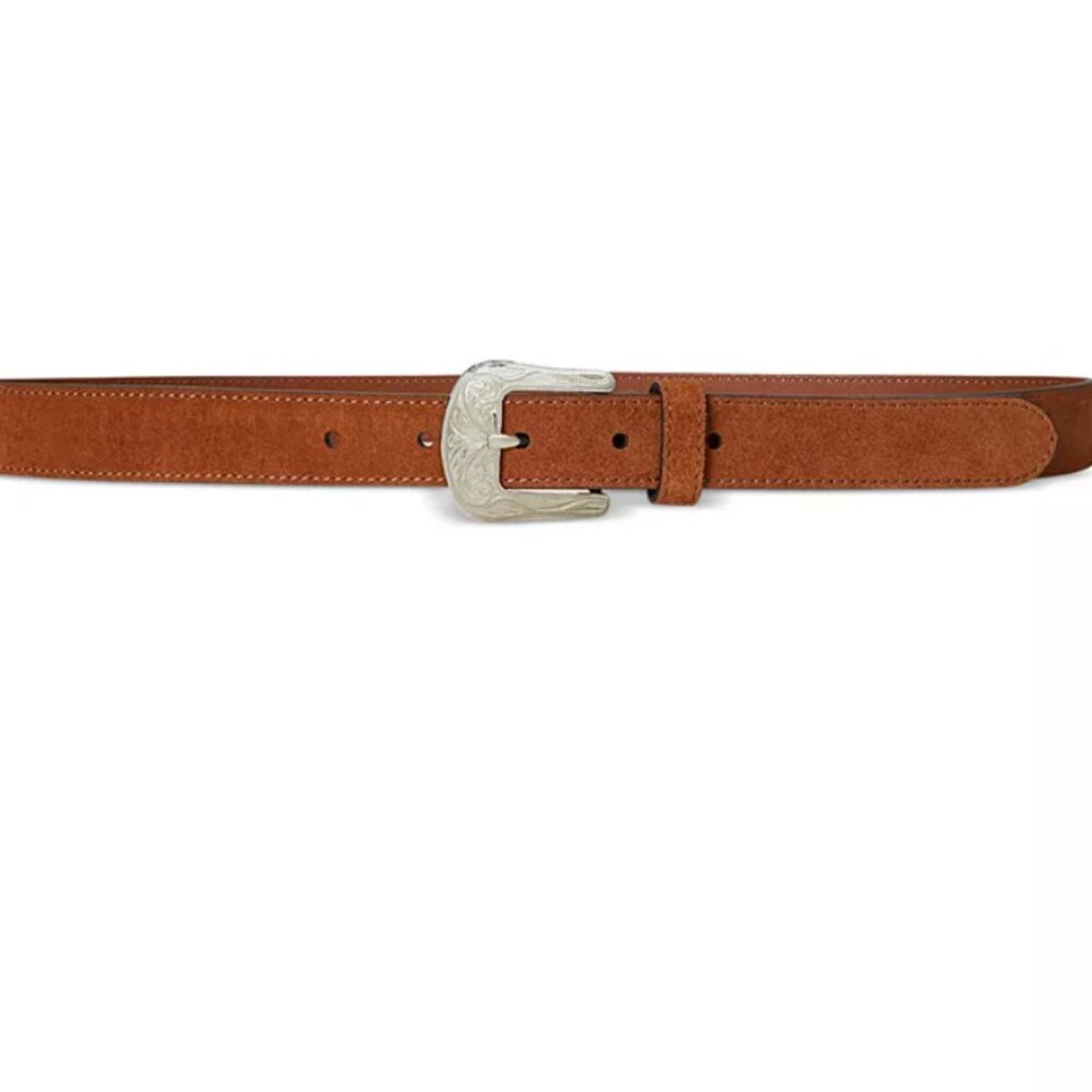 Lauren Ralph Lauren Tooled-Buckle Leather Belt Tan